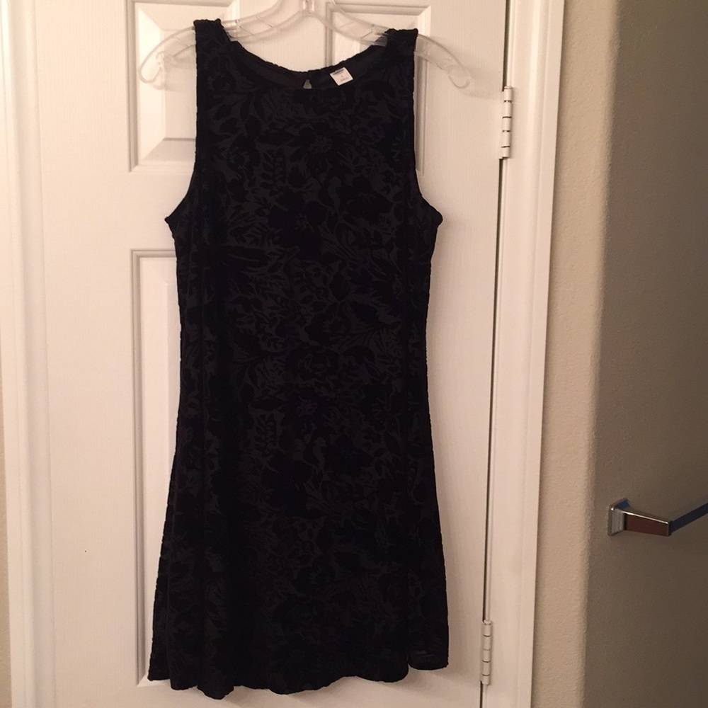 Black velveteen floral mini dress